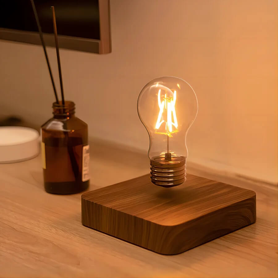 LumoGlide - Magnetische Zwevende LED Lamp | Zwevende Tafellamp met Houten Afwerking voor Bureau en Interieur
