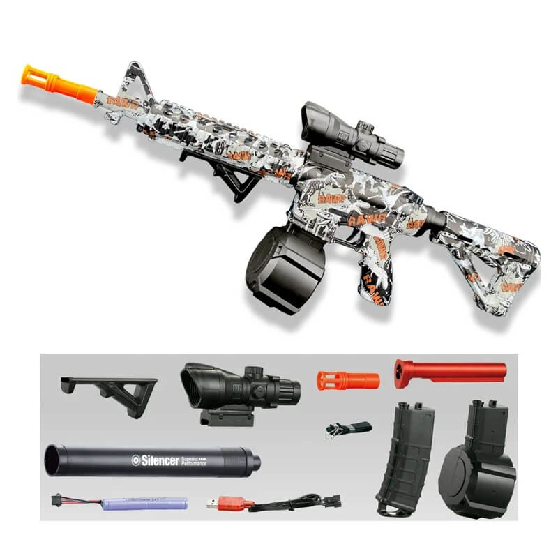 BlastForge - M416 Jelly Rifle met 7,4V batterij en dubbel magazijn voor actief buitenspelen