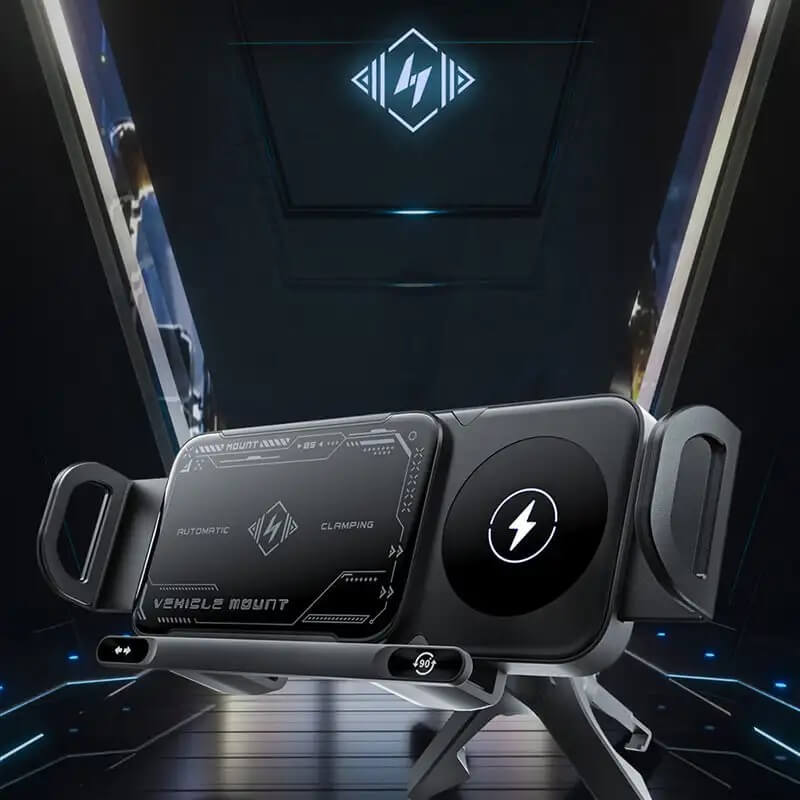 ChargeMount - Verstelbare Smart Car Telefoonhouder met 15W Draadloos Oplaad Pad voor Opvouwbare Schermen