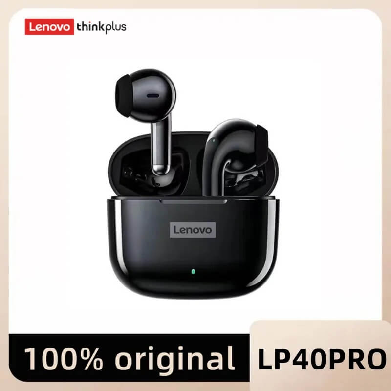 Lenovo LP40 Pro - Bluetooth 5.1 draadloze hoofdtelefoon met hifi-geluid, aanraakbediening, oplaadetui en microfoon