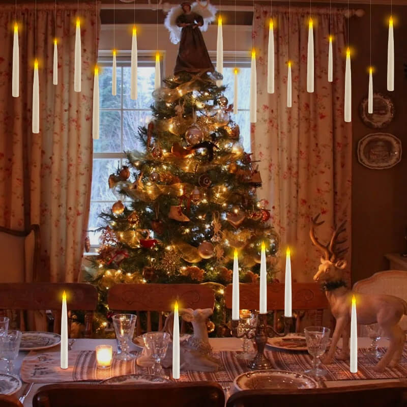 Drijvende LED Kaars met Toverstok Afstandsbediening | Vlamloze Hangende Decoratieve Kaarsen voor Kerstmis, Halloween & Bruiloft