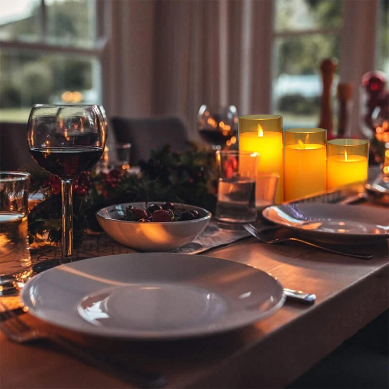 Glowelle - LED-waskaars met realistisch vlameffect met afstandsbediening en dimmer