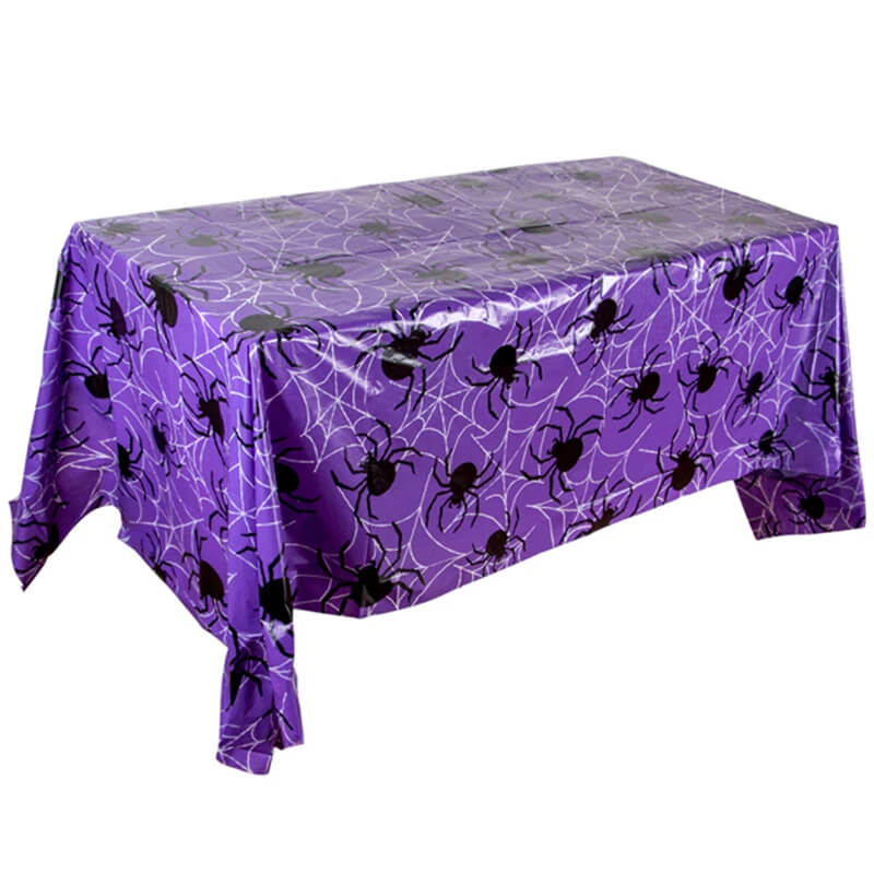 Halloween tafelkleed met pompoen en spinnenweb - Plastic tafelkleed voor feesttafels en huisdecoratie 220x130 cm