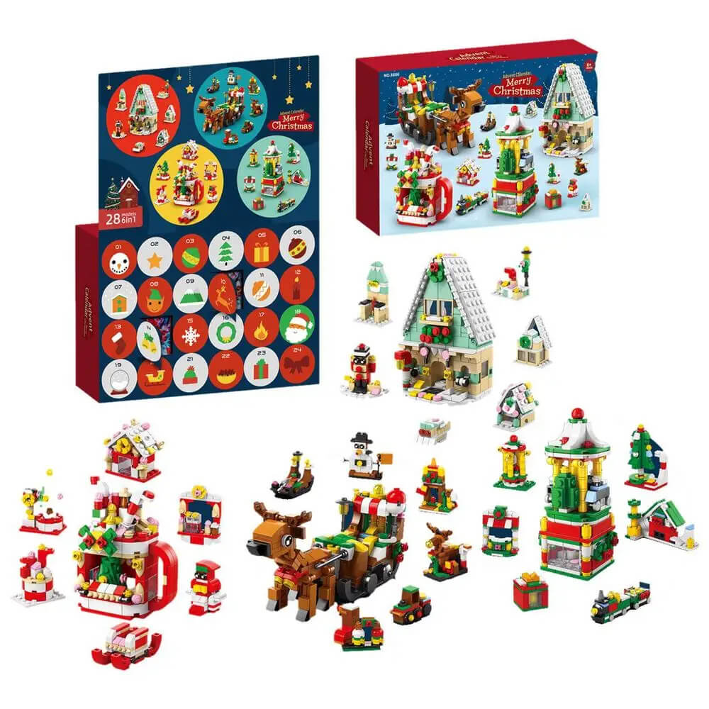 Kerst adventskalender bouwstenen voor kinderen - 24 dagen aftellen met grote bouwset, perfect doe-het-zelf kerstcadeau voor kinderen