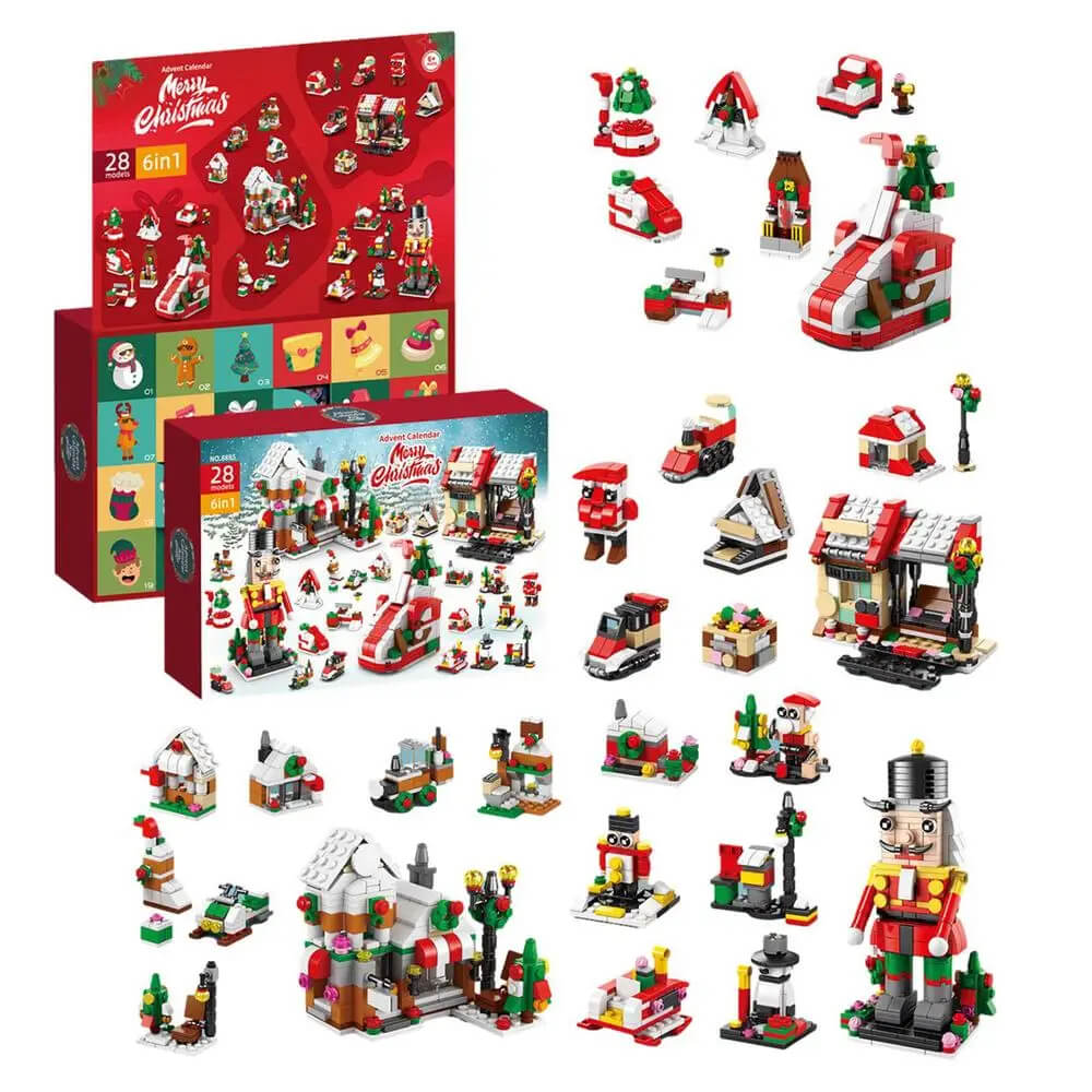 Kerst adventskalender bouwstenen voor kinderen - 24 dagen aftellen met grote bouwset, perfect doe-het-zelf kerstcadeau voor kinderen