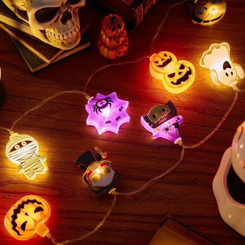 Halloween LED String met pompoenen, spoken en spinnenwebben - Decoratieve String Lights voor binnen en buiten 2024