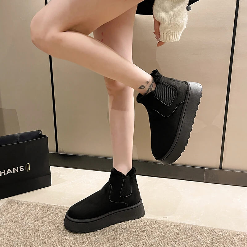 Antislip, warme gevoerde enkellaarsjes voor de winter, comfortabel en plat