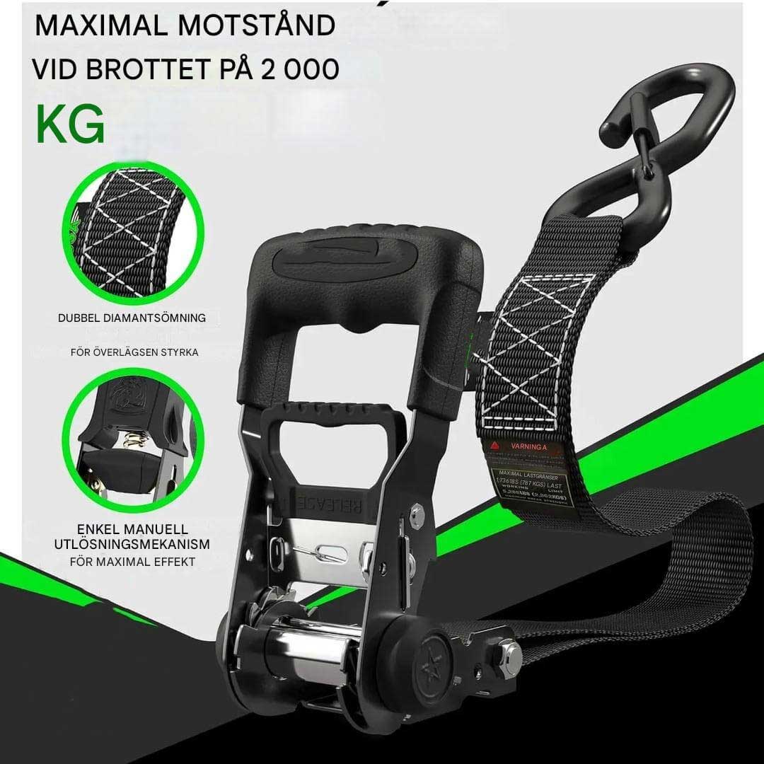 TightHold – Retractable Spännbandskit 4-pack | Självinrullande Spännband för Enkel och Stabil Lastsäkring