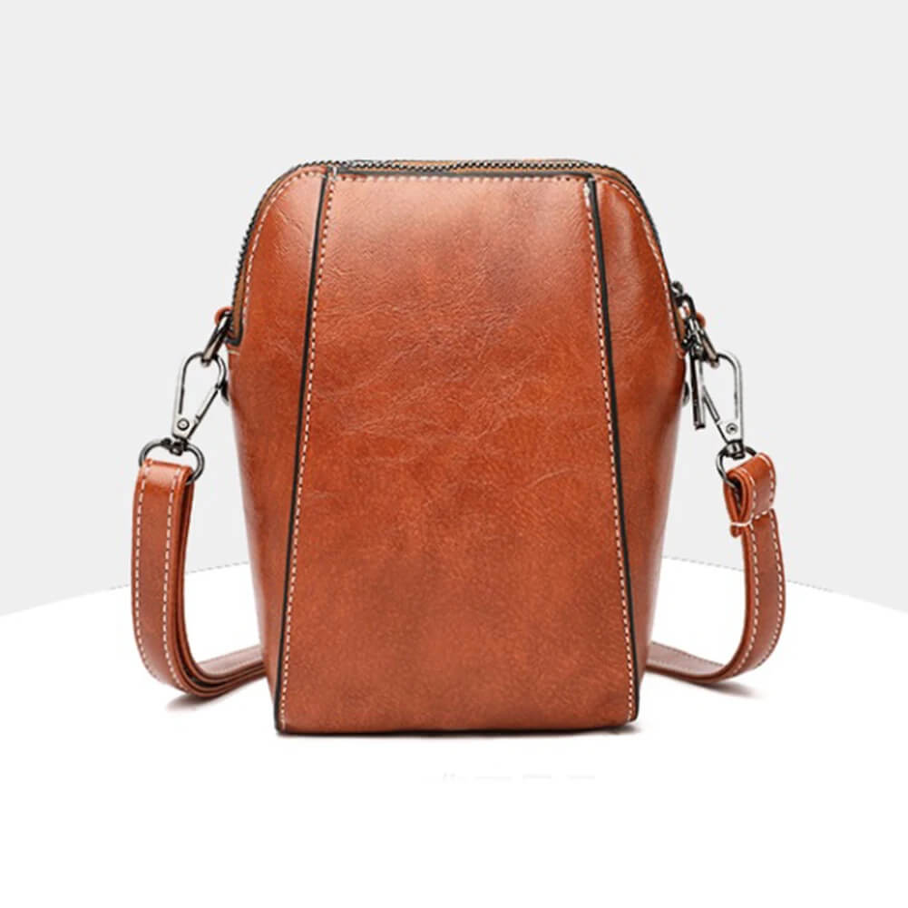 Vintage Crossbody Leren Tas voor Vrouwen - Verstelbare Schouderriem, Compact Ontwerp en Elegante Stijl