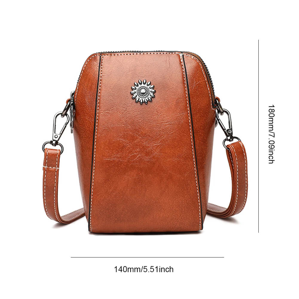 Vintage Crossbody Leren Tas voor Vrouwen - Verstelbare Schouderriem, Compact Ontwerp en Elegante Stijl