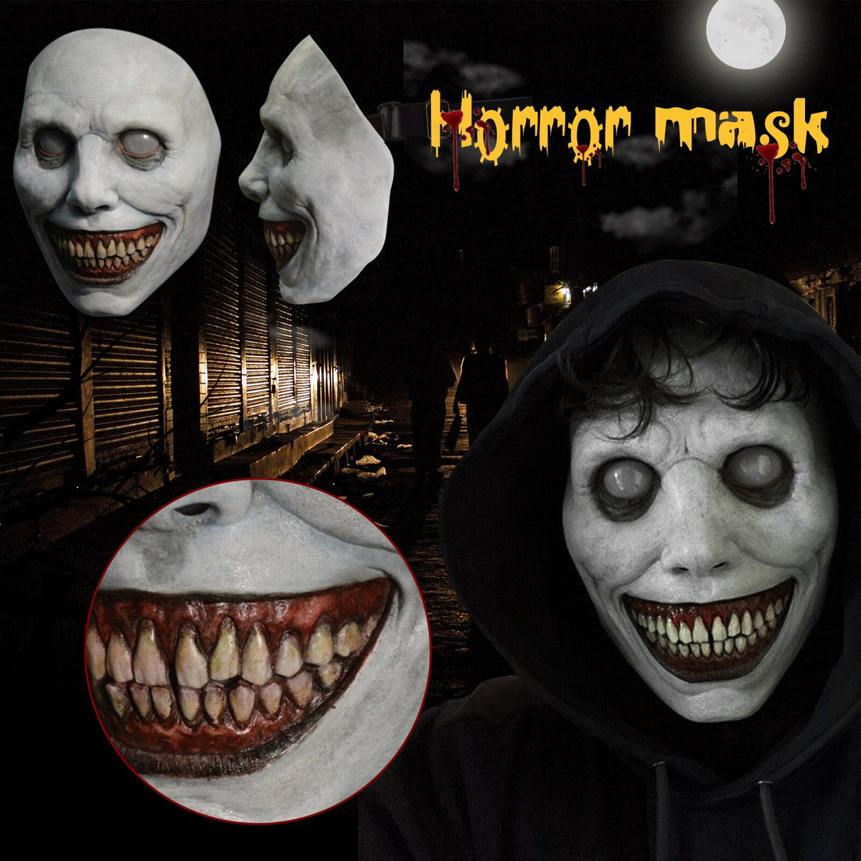 Wit horrormasker - Perfect voor Halloweenfeestjes en griezelige decoraties