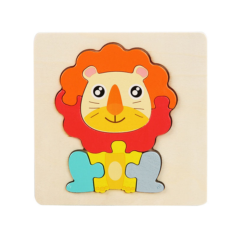 3D Houten Puzzels Voor Jonge Kinderen Beeldverhaal Dieren Onderwijs Cognitief