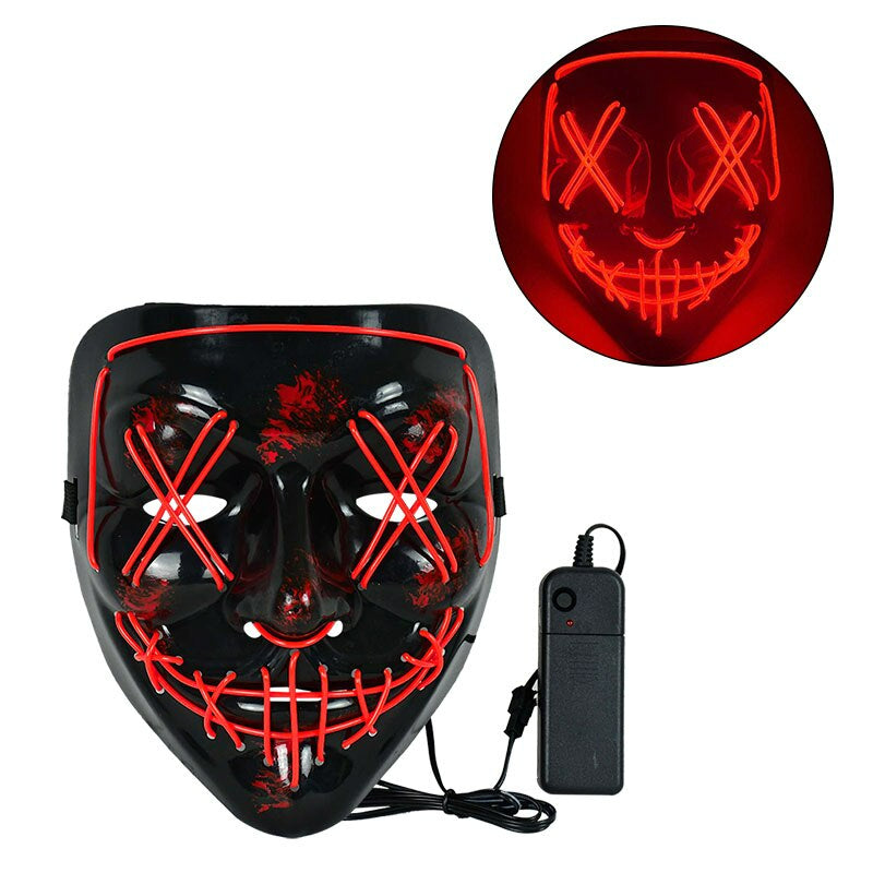 LED Horror Masker voor Halloween & Maskerade | Purge-geïnspireerd knipperend masker met 3 lichtstanden - Verstelbaar & Veilig EL-draad Ontwerp