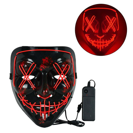 LED Horror Masker voor Halloween & Maskerade | Purge-geïnspireerd knipperend masker met 3 lichtstanden - Verstelbaar & Veilig EL-draad Ontwerp