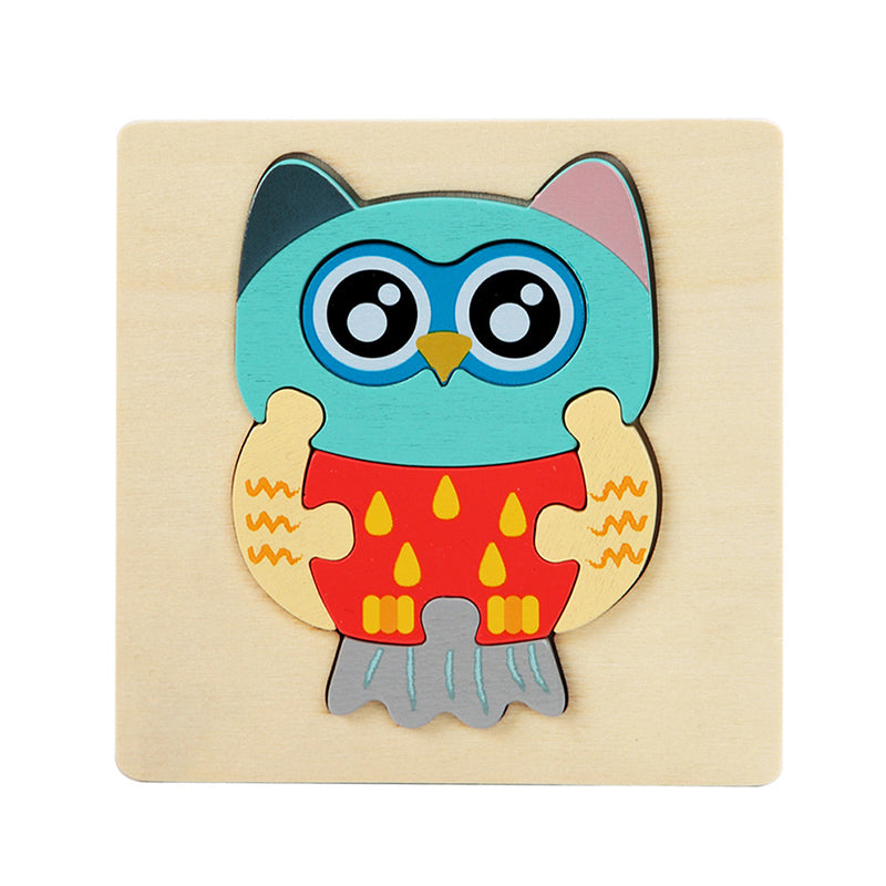 3D Houten Puzzels Voor Jonge Kinderen Beeldverhaal Dieren Onderwijs Cognitief