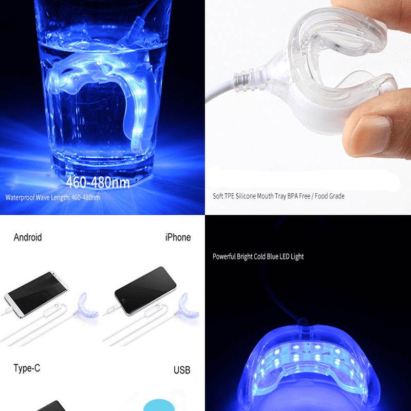 USB Slimme Tanden Bleek Kit met LED Licht Blauw Licht