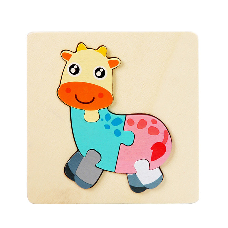 3D Houten Puzzels Voor Jonge Kinderen Beeldverhaal Dieren Onderwijs Cognitief