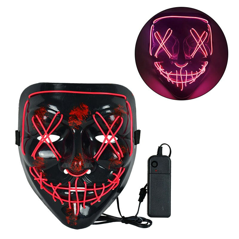 LED Horror Masker voor Halloween & Maskerade | Purge-geïnspireerd knipperend masker met 3 lichtstanden - Verstelbaar & Veilig EL-draad Ontwerp