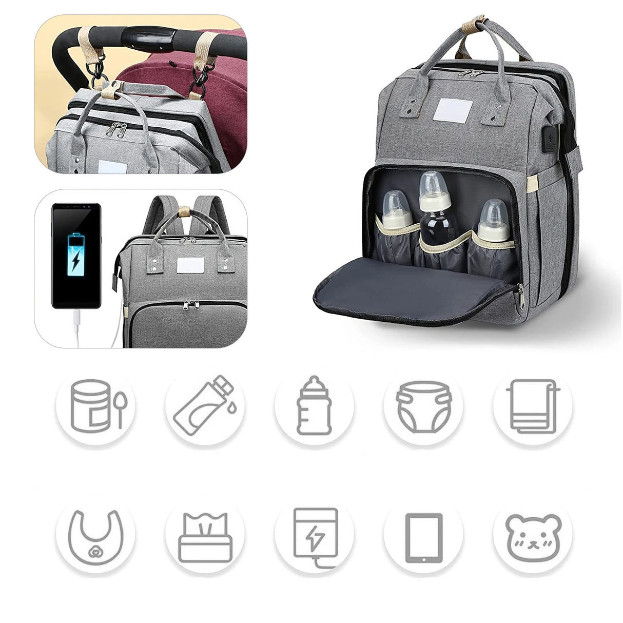 2-in-1 luiertas met reiswieg