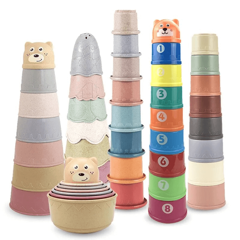Stapelbekers voor baby's en peuters | Kleurrijk plastic speelgoed voor in bad - ontwikkeling van sensorisch spel vanaf 6+ maanden