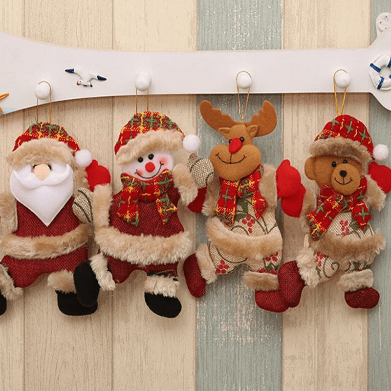 Kerstboomdecoraties Hangende kerstpoppen - Kerstman, Sneeuwpop, Eland, Beer