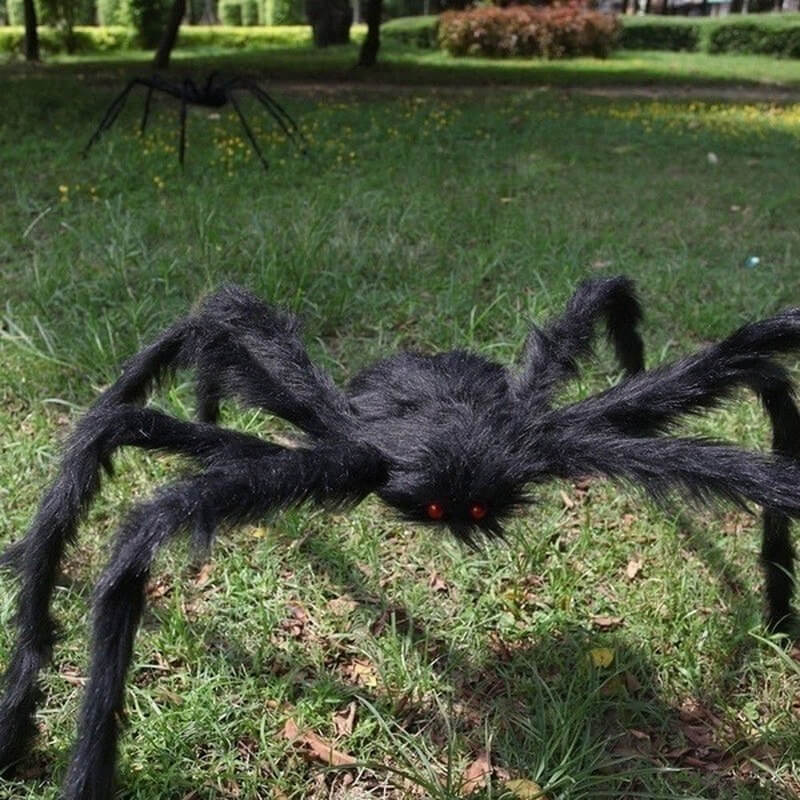 Grote Zwarte Pluche Spin - Enge Halloween Decoratie voor Feest en Huis, Realistische Bedriegende Spin voor Enge Feestjes