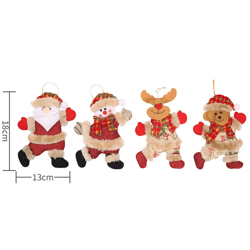 Kerstboomdecoraties Hangende kerstpoppen - Kerstman, Sneeuwpop, Eland, Beer