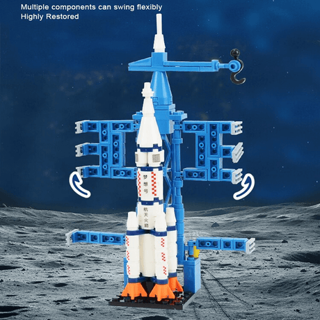 AstroPlay - Byggsats för Rymdraketer med Astronautfigur och Startrampsblock för Barn