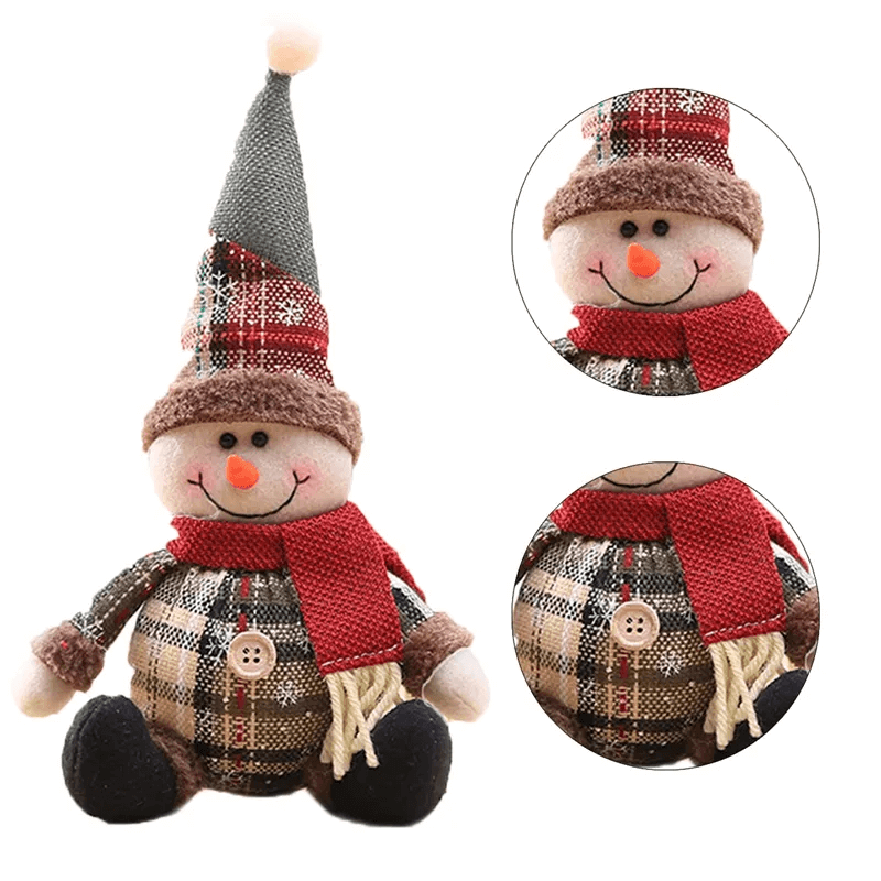 Kerstpop ornament van stof, met of zonder uitschuifbare poten - kerstversiering, kerstman, eland, sneeuwpop
