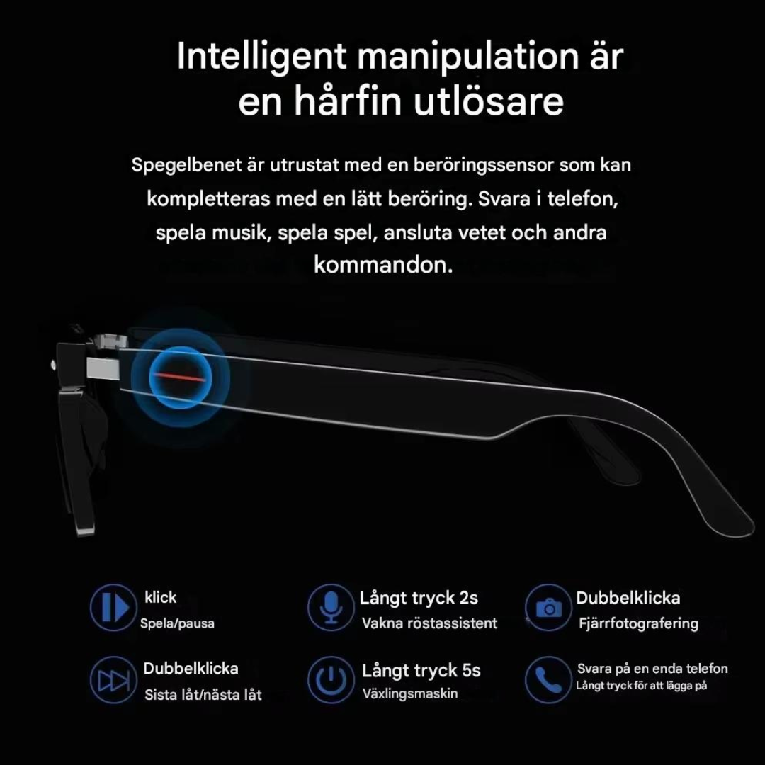 NeoShade - Slimme bril met ingebouwde luidsprekers, microfoon en gepolariseerde lenzen die blauw licht filteren