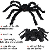 Grote Zwarte Pluche Spin - Enge Halloween Decoratie voor Feest en Huis, Realistische Bedriegende Spin voor Enge Feestjes