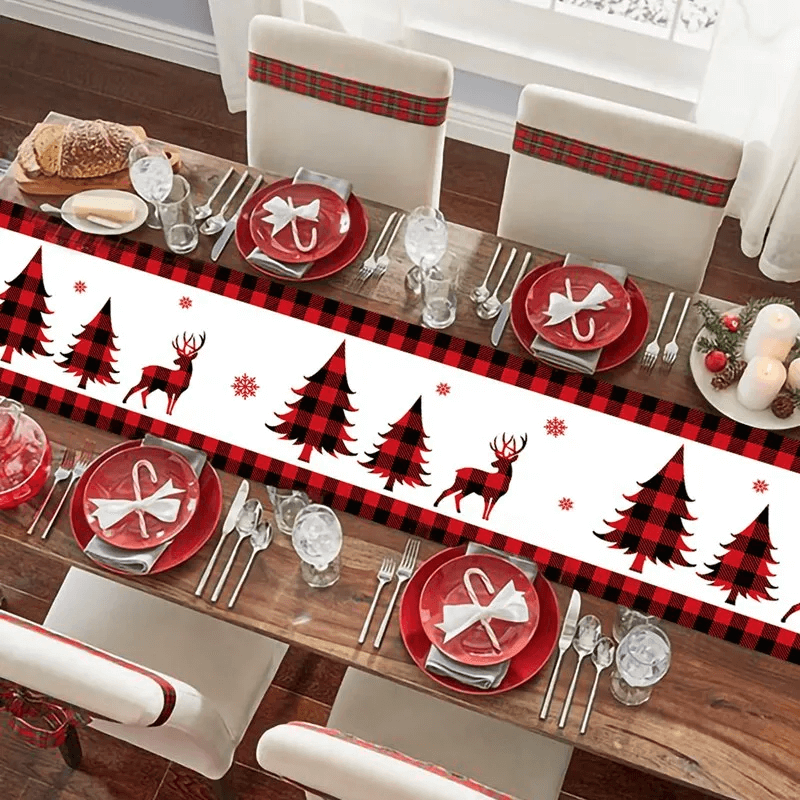 Stoffen kersttafelkleed voor eettafel 180x35cm - versier de eettafel in kerstsfeer