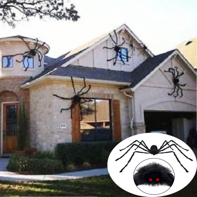 Grote Zwarte Pluche Spin - Enge Halloween Decoratie voor Feest en Huis, Realistische Bedriegende Spin voor Enge Feestjes