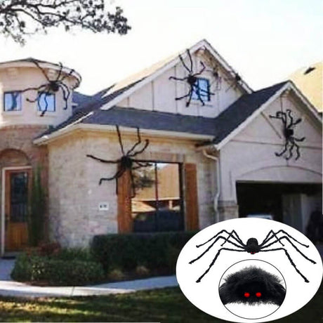 Grote Zwarte Pluche Spin - Enge Halloween Decoratie voor Feest en Huis, Realistische Bedriegende Spin voor Enge Feestjes