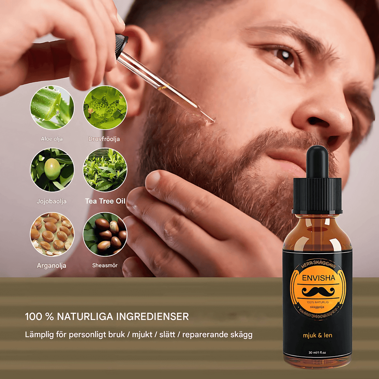 BeardMaster – 6-i-1 Skäggvårdskit för Män med Olja, Balm, Kam, Borste & Sax