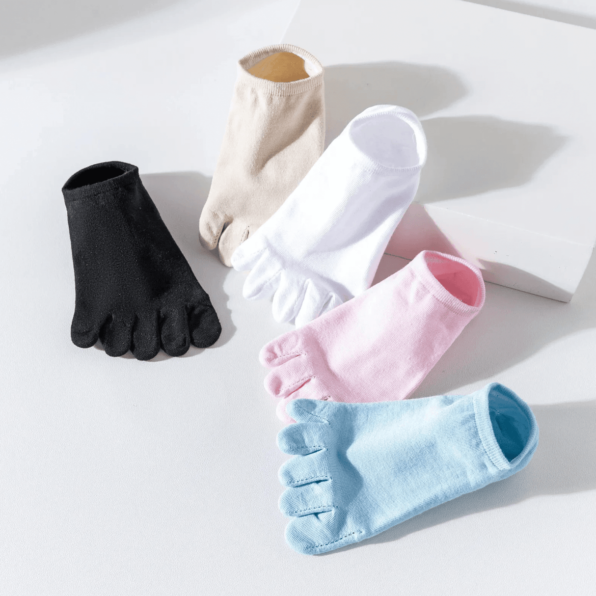 FlexiToe – 5 Par Halkfria Yoga- och Pilatesstrumpor med Fem Tår & Bekväm Passform för Dans och Träning