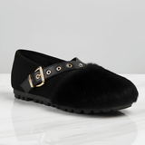 FurVibe – Plyschiga Cozy Skor med Guldspänne & Halkfri Sula för Inomhus och Lättare Utomhusbruk