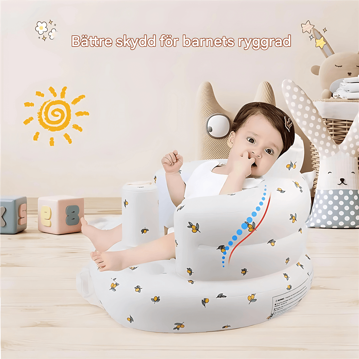 BabyNest – Uppblåsbar Babyfåtölj i PVC för Matning, Bad & Lek