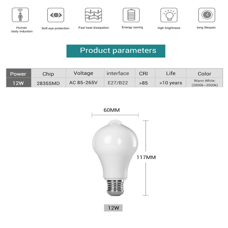 Slimme LED-lamp met bewegingssensor Gloeilamp