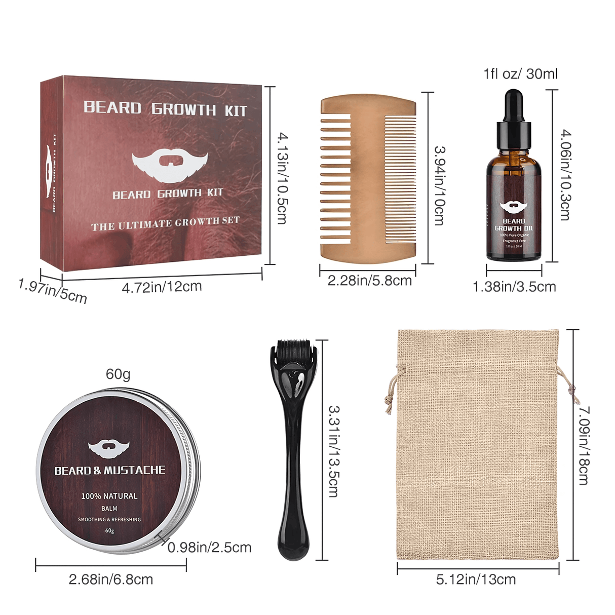 BeardPeak – Skäggvårdsset med Olja, Balm, Micro-Needle Roller & Kam för Ett Välvårdat Skägg