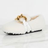 CozyGleam – Plush Faux Fur Cozy Shoes med Guldspänne och Teddy-Textur för Hem och Utomhus