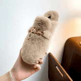 TeddyFinesse – Eleganta Faux-Fur Mule Tofflor med Guldkedja & Plyschig Komfort för Inomhus och Lätt Utomhusbruk