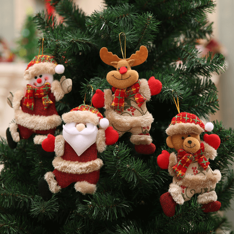 Kerstboomdecoraties Hangende kerstpoppen - Kerstman, Sneeuwpop, Eland, Beer