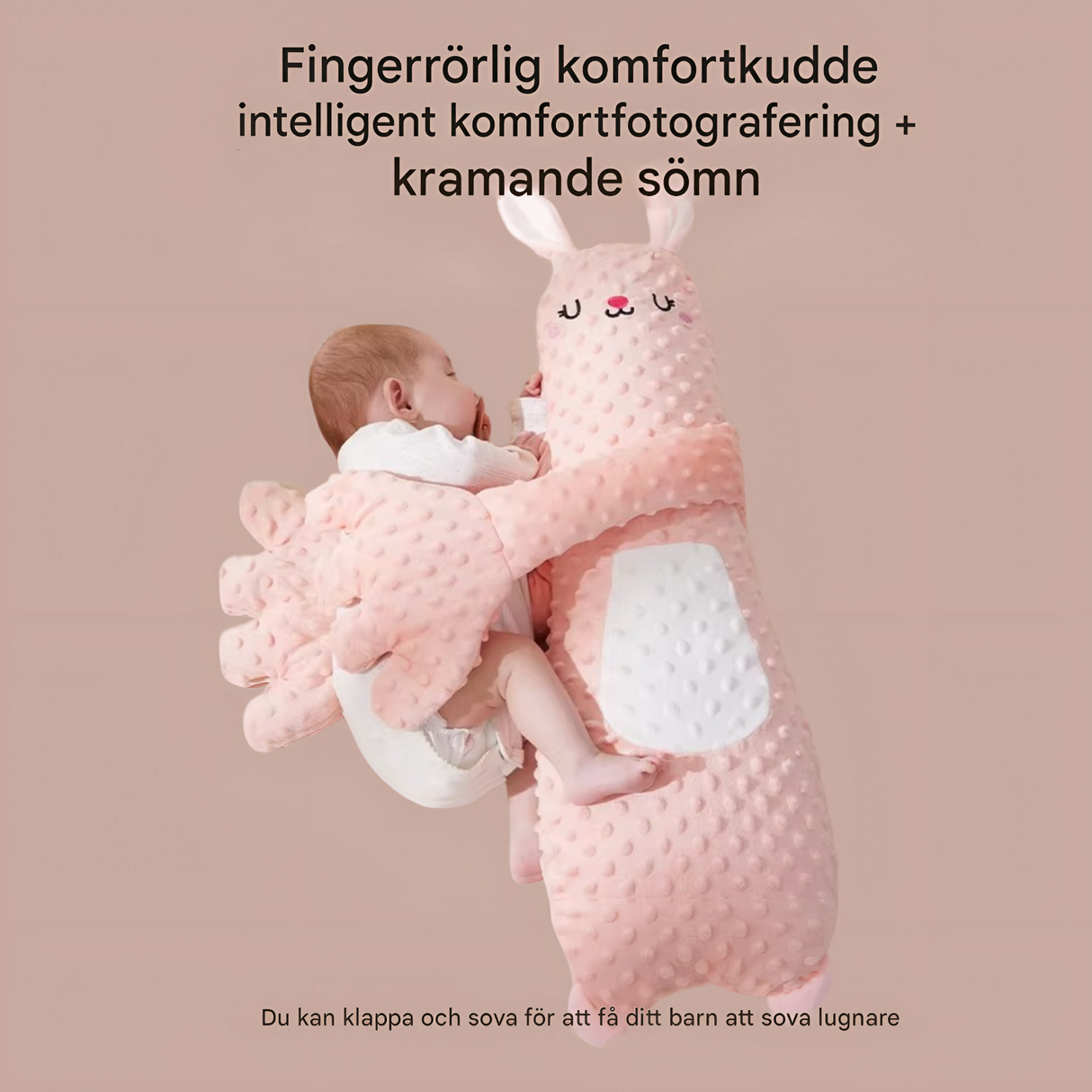 CuddleNest – Multifunktionell Barnsömn Docka med Trygghetskänsla, Värme, Musik och Flappande Fingrar