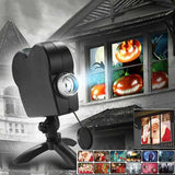 Kerstmis & Halloween holografische projector - 12 spookachtige projecties, LED podiumeffecten voor feesten, eenvoudige installatie, perfecte decoratie