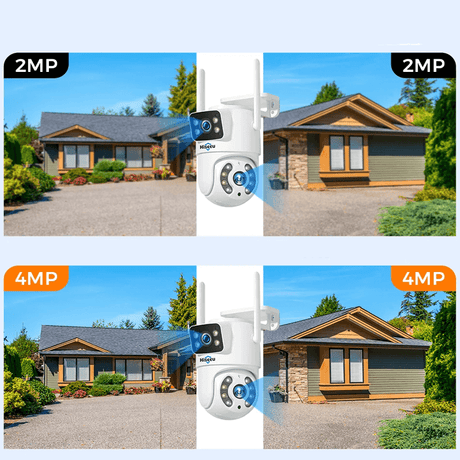 360° WiFi Övervakningskamera med Dubbla Linser | AI Människodetektion, Nattvision, IP66 & Mobilstyrning