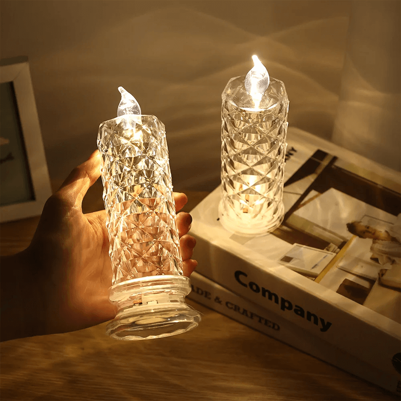 LED-kristallamp - Romantisch, op batterijen werkend kristallen decoratief licht - Gezellig nachtlampje voor thuis en op feestjes