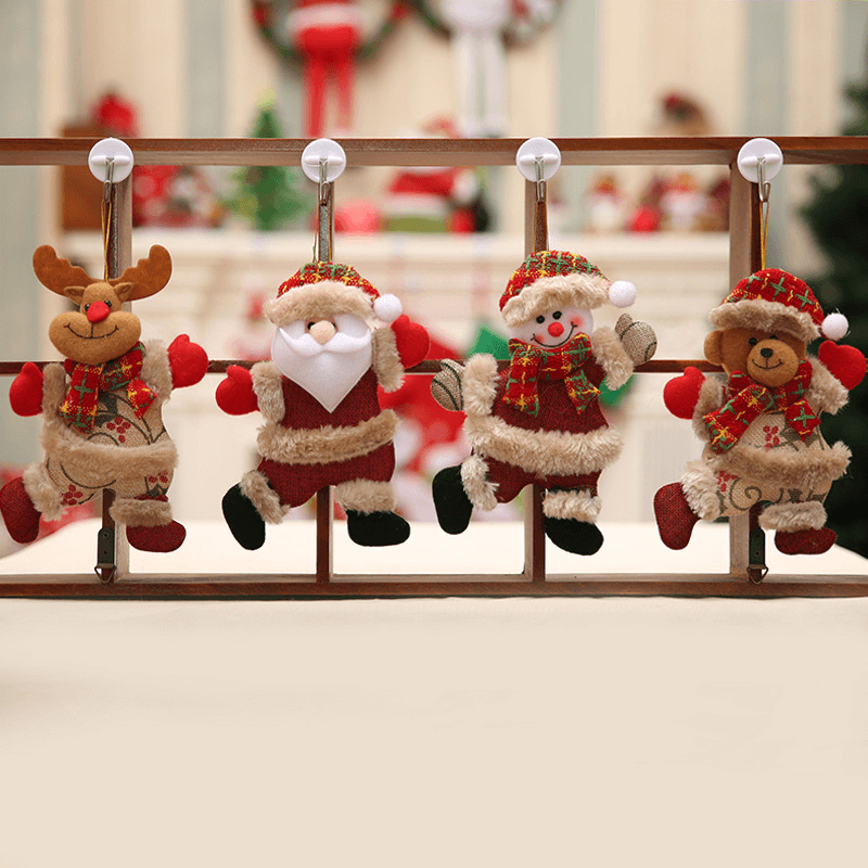 Kerstboomdecoraties Hangende kerstpoppen - Kerstman, Sneeuwpop, Eland, Beer