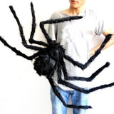 Grote Zwarte Pluche Spin - Enge Halloween Decoratie voor Feest en Huis, Realistische Bedriegende Spin voor Enge Feestjes
