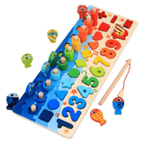 Montessori Houten Puzzels voor Kleuters | 5-in-1 Houten Educatief Speelgoed met Visspel, Sorteren & Tellen - Educatief Leerspel voor Kinderen van 2-5 jaar